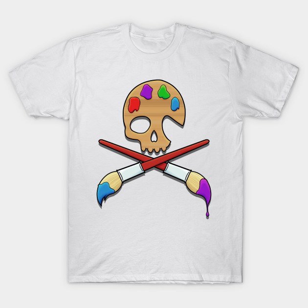 Skull and Cross Brushes T-Shirt-TOZ